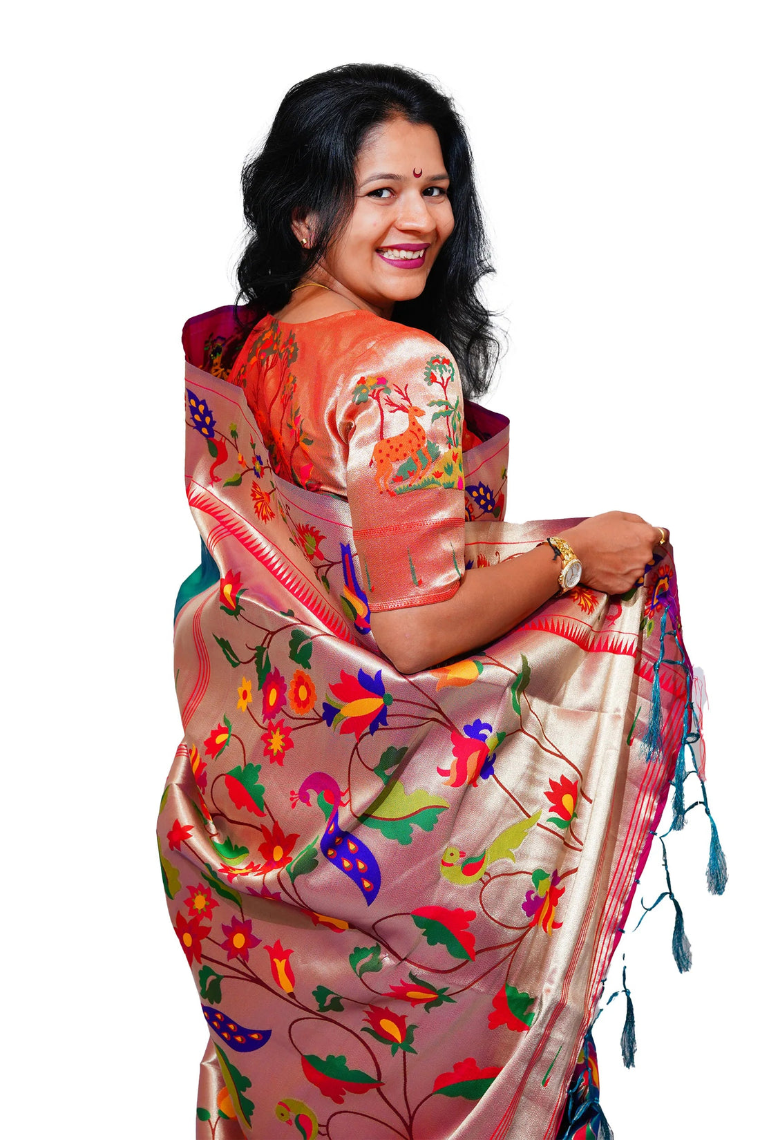 Mayurika Pure Silk Paithani Saree with Royal Floral Bird Pallu