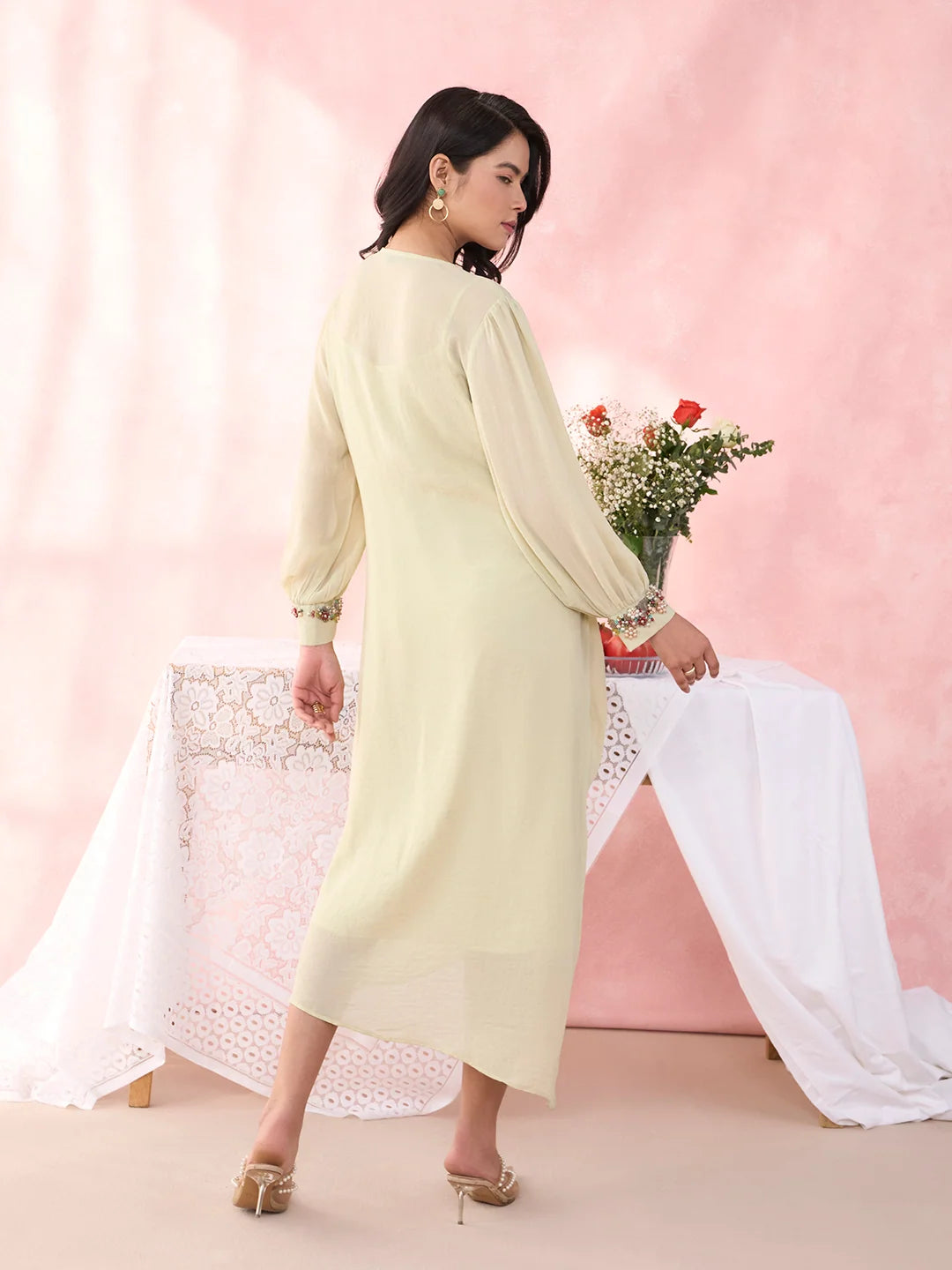 Beekey Embellished Draped Georgette Dress