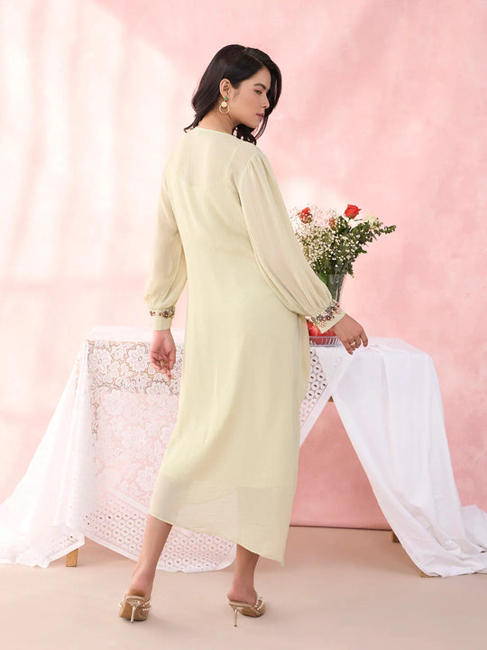 Beekey Embellished Draped Georgette Dress