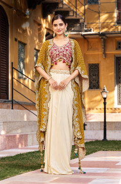 Gulabi Grace Viscose Skirt & Cape Set Lehenga