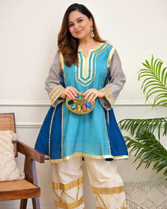 Zariya Aqua Festive A-Line Kurta Set