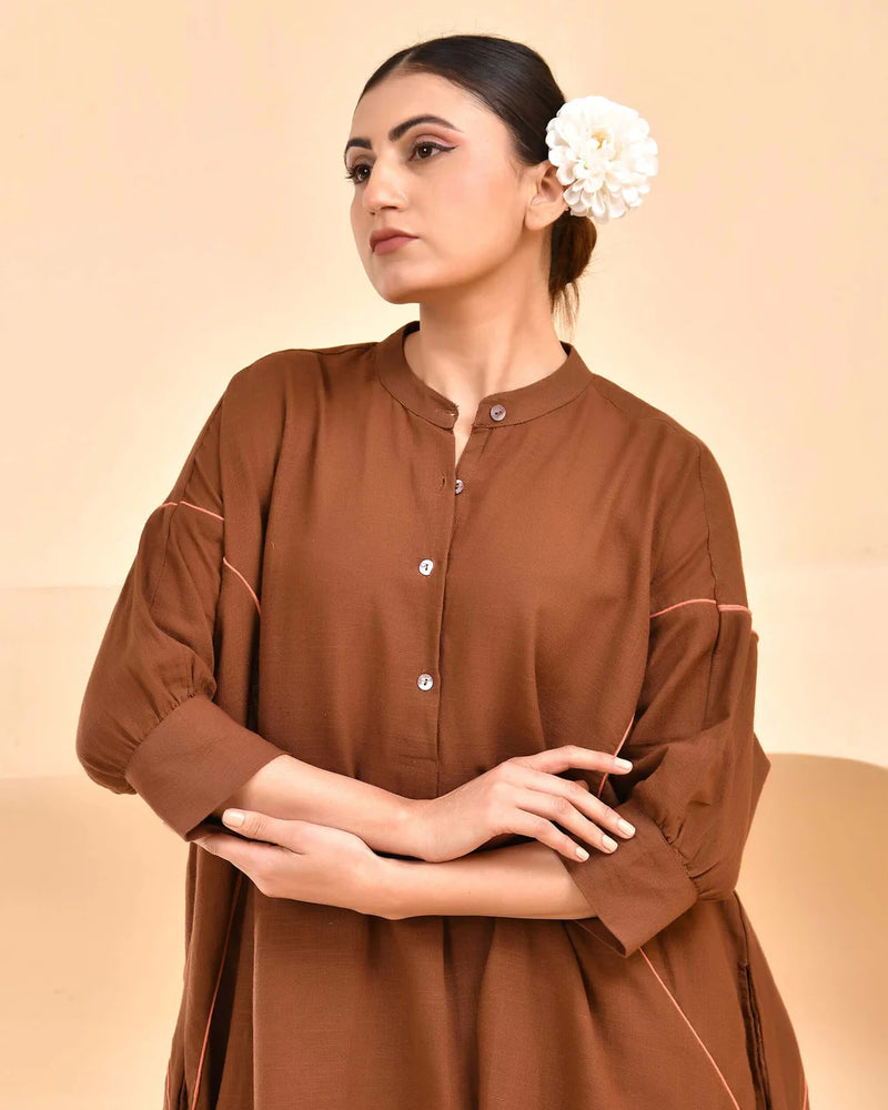 Noor Neeli Mocha Cotton Co-Ord Set