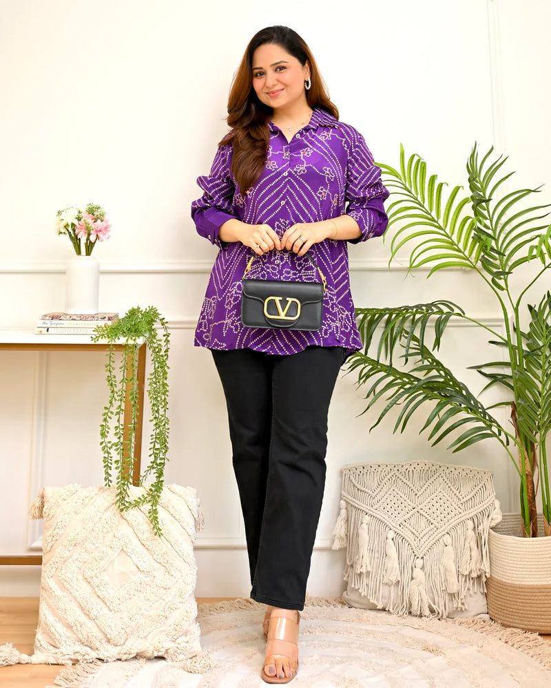 Noor Bandhej Crepe Shirt