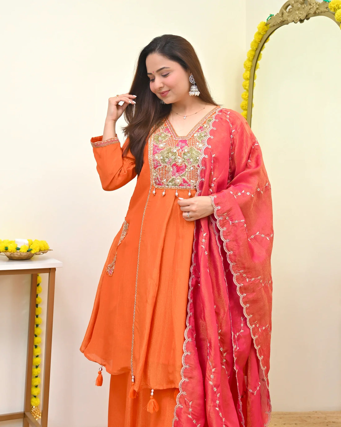 Saanjh Coral Handwork Suit Set
