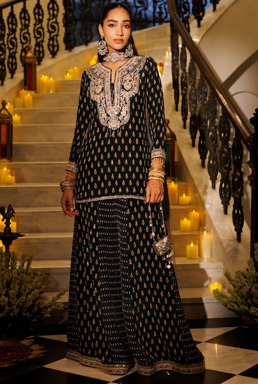 Mehrunisa Darbar Embroidered Sharara Set