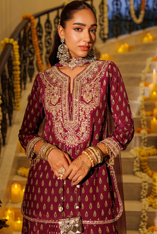 Mehrunisa Darbar Embroidered Sharara Set