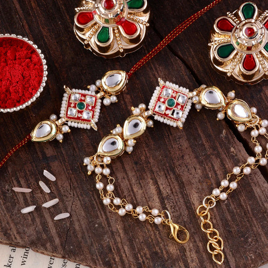 Raksha Bandhan Bhaiya Bhabhi Rakhi with Tilak Set