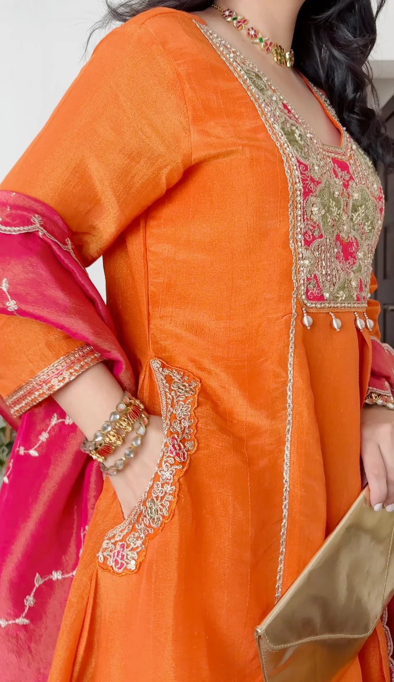 Saanjh Coral Handwork Suit Set