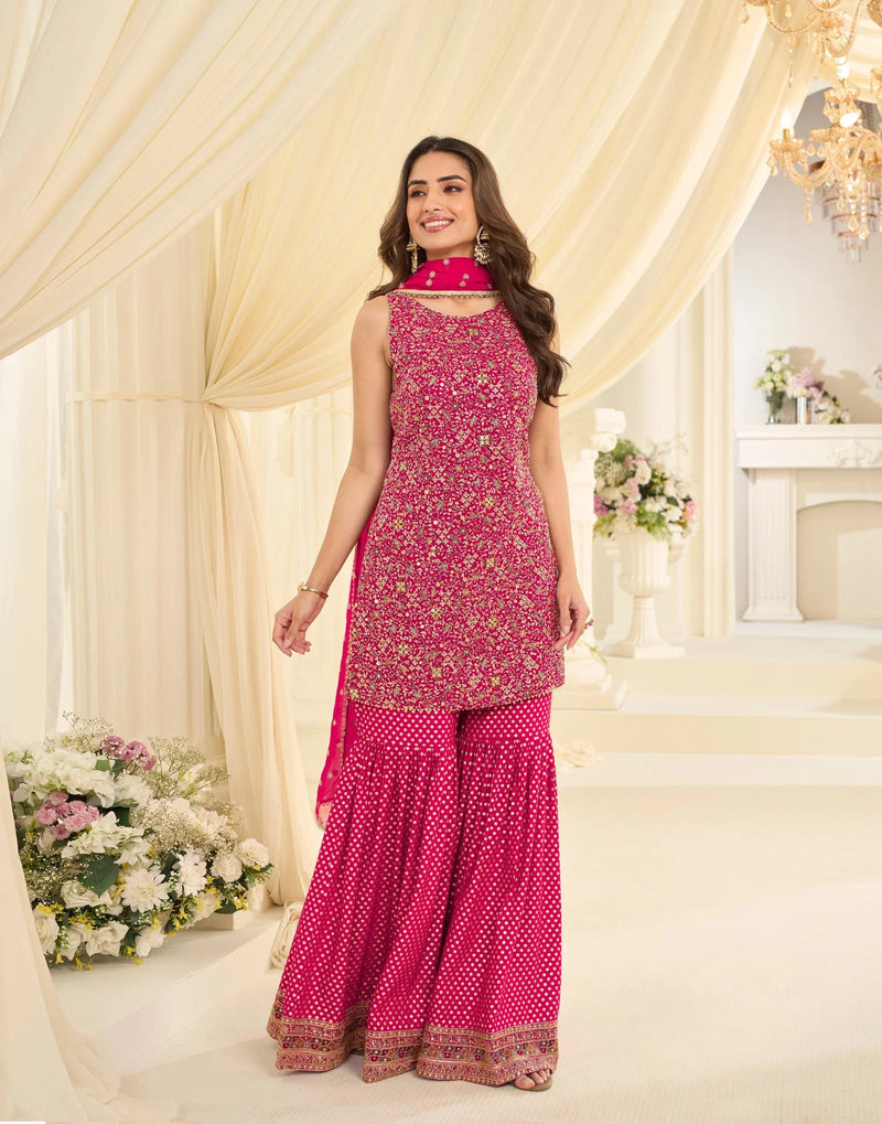 Pastel Mint Green Embroidered Top Bottom Set with Dupatta