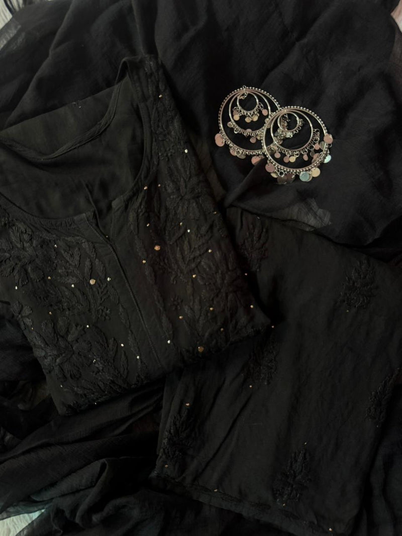 Noor Mocha Chikankari Kurta Set