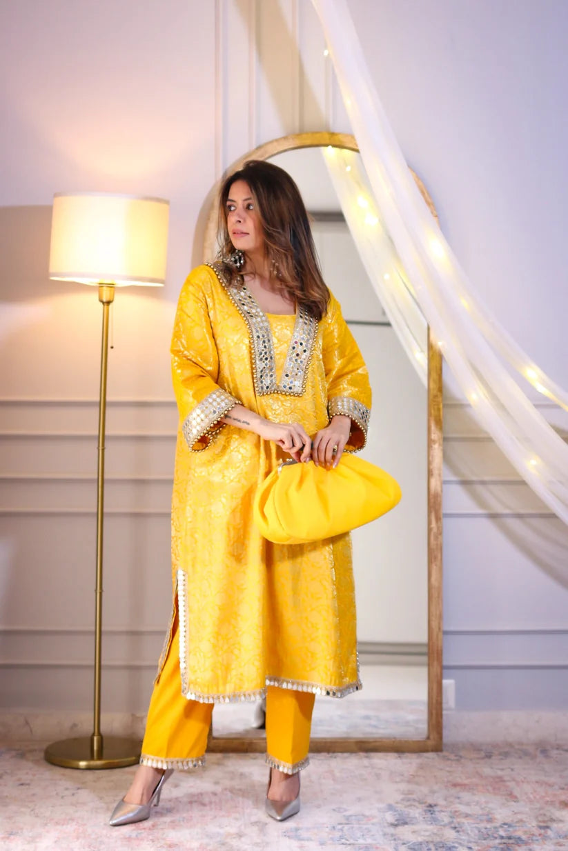 Mustard Royale Brocade Co-Ord Set