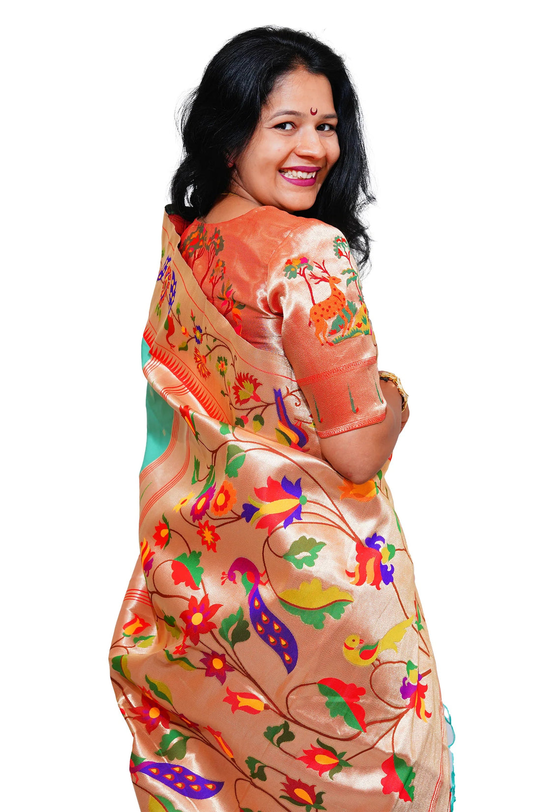 Mayurika Pure Silk Paithani Saree with Royal Floral Bird Pallu