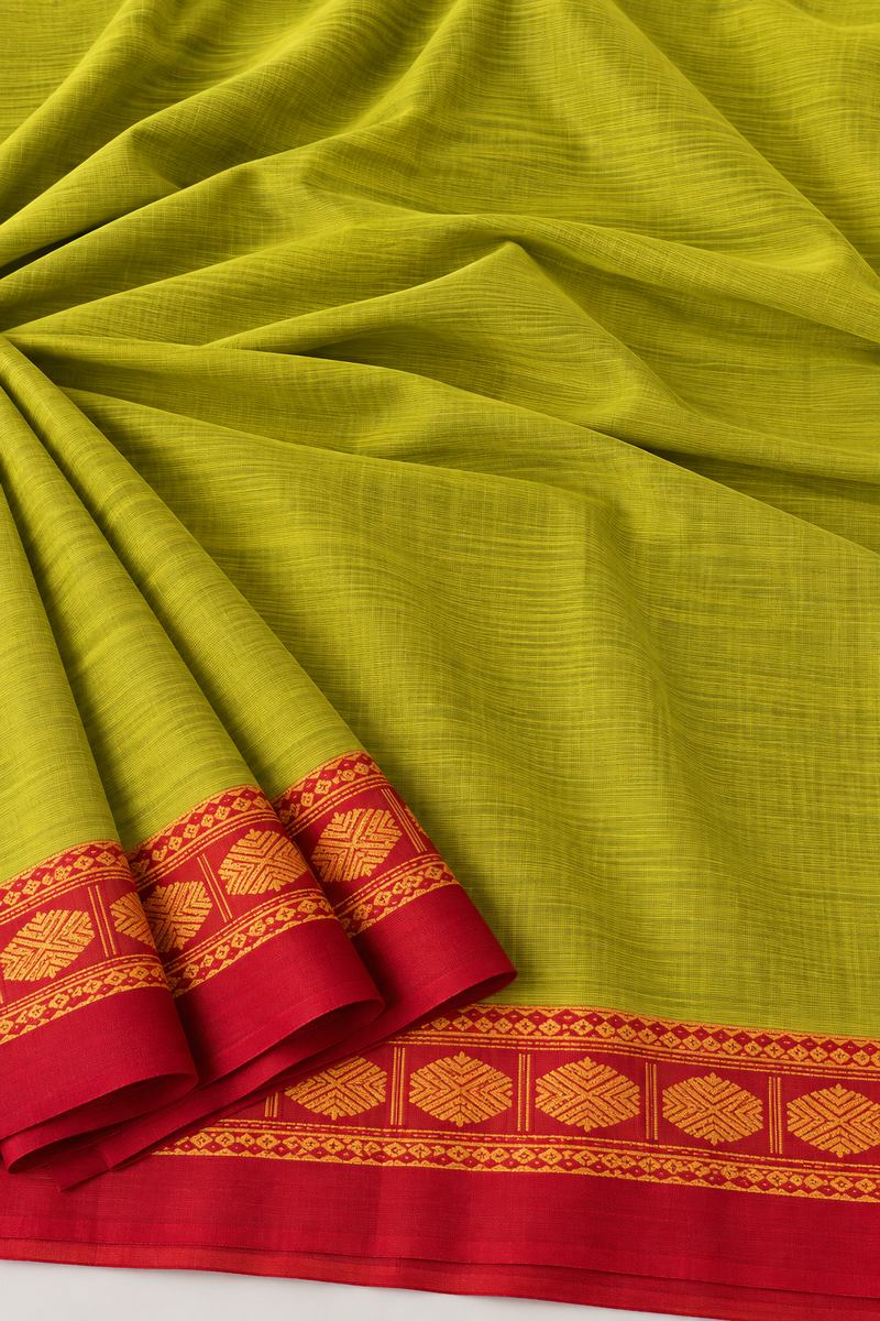 Handloom Cotton Silk Ilkal Saree With Pure Resham Pallu