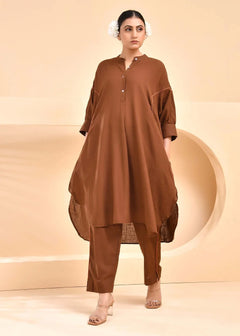Noor Neeli Mocha Cotton Co-Ord Set