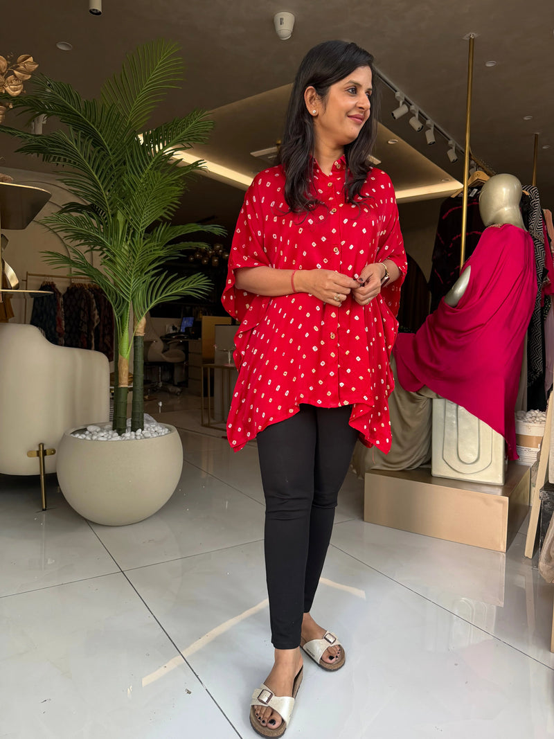 Bandhni Silk Kaftan Shirt