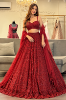 Royal Ruby Red Embroidered Designer Lehenga Choli