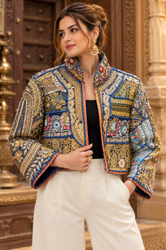 Royal Afreen Handmade Beadwork & Vintage Zardozi Patchwork Jacket