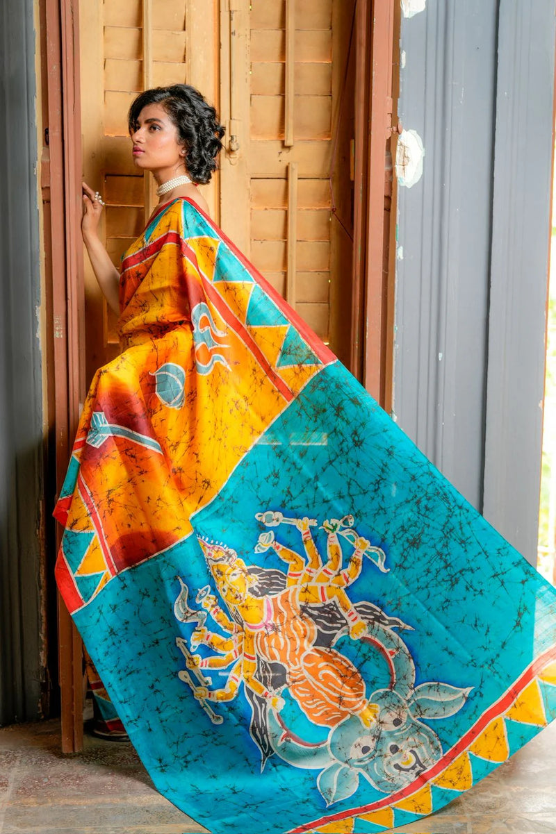 Kesari Batik Mulberry Saree