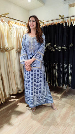 Blue Mosaic Long Kurta Set