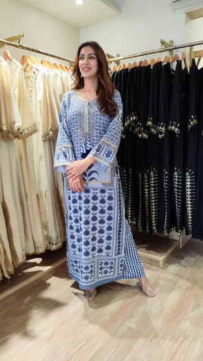 Blue Mosaic Long Kurta Set