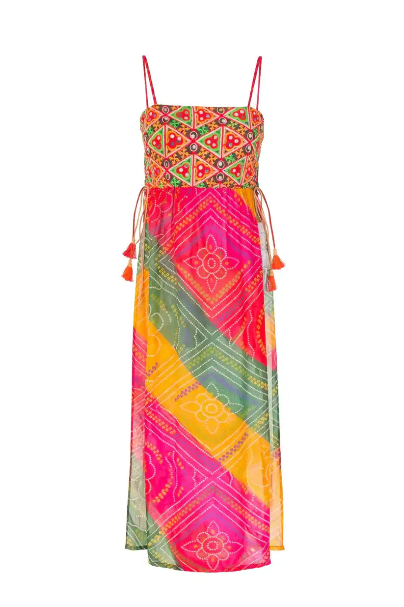 Bandhej Bloom Tie-Up Kurti