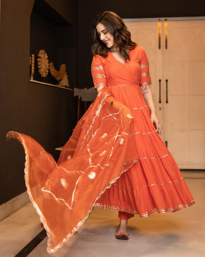 Noor Saffron Festive Anarkali Suit Set