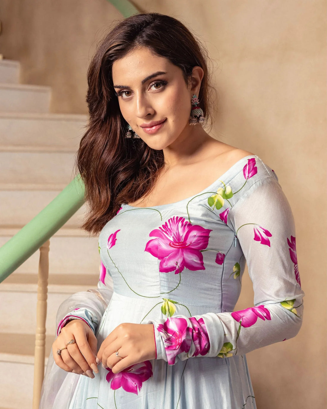 Meher Floral Handpainted Suit Set