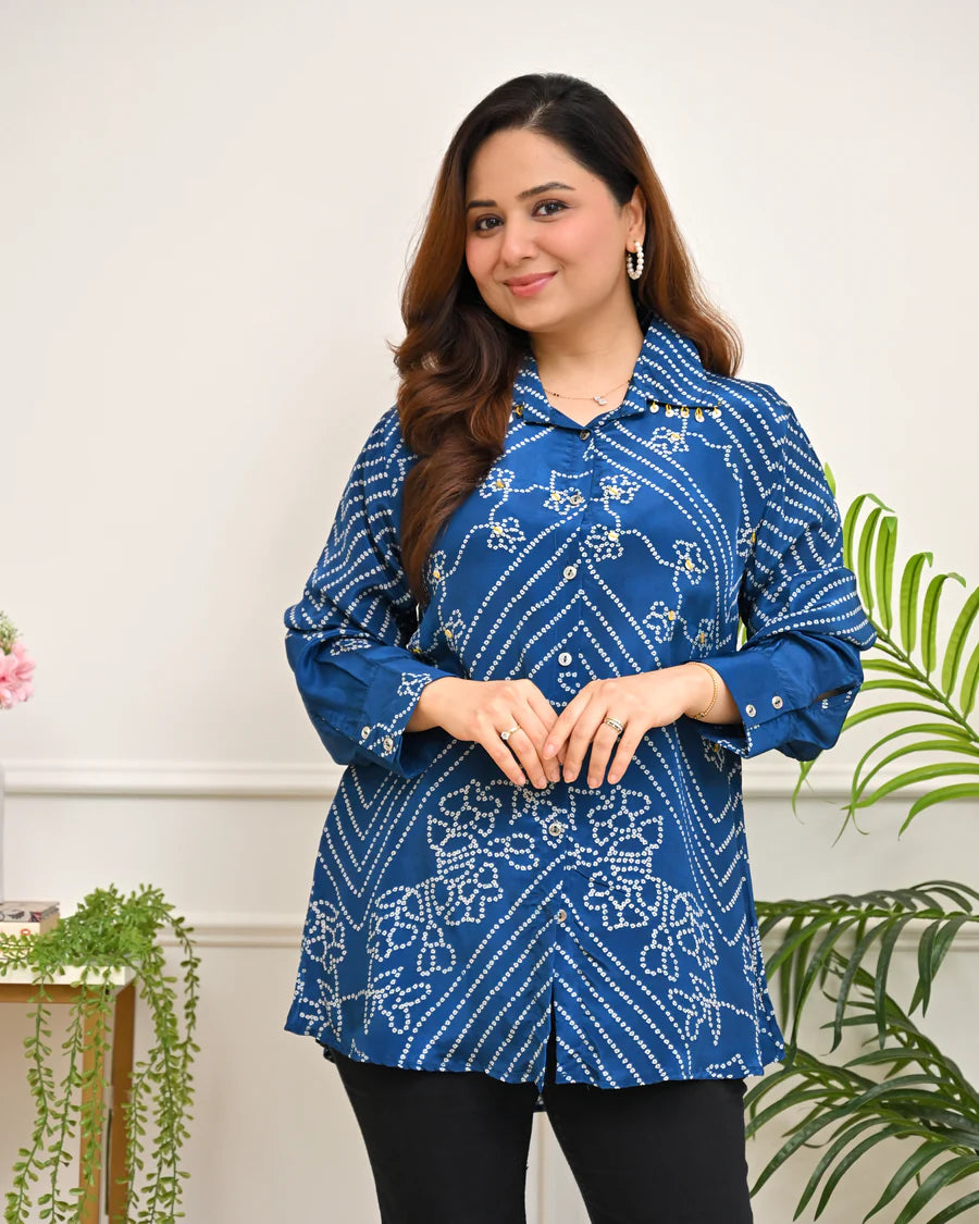 Noor Bandhej Crepe Shirt