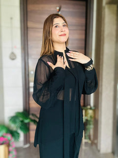 Noir Veil Sheer Overlay Co-ord Set