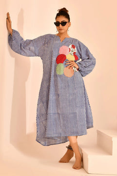 Noor Rangrez Striped Cotton Patchwork Dress
