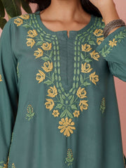 Premium Rayon Multicolor Chikankari Straight Kurti