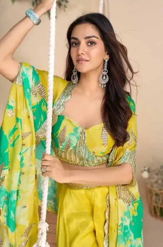 Noor Elara Real Chinnon Silk Indo-Western Suit