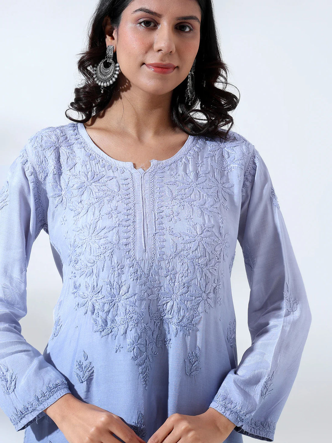 Palak Ombre Blue Muslin Long Kurta