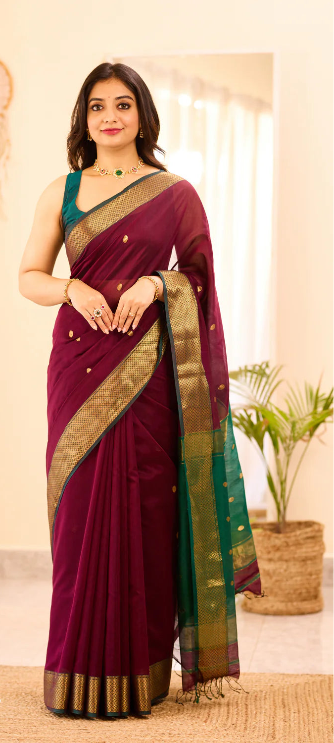 Maheshwari Silk Handloom Cotton Saree