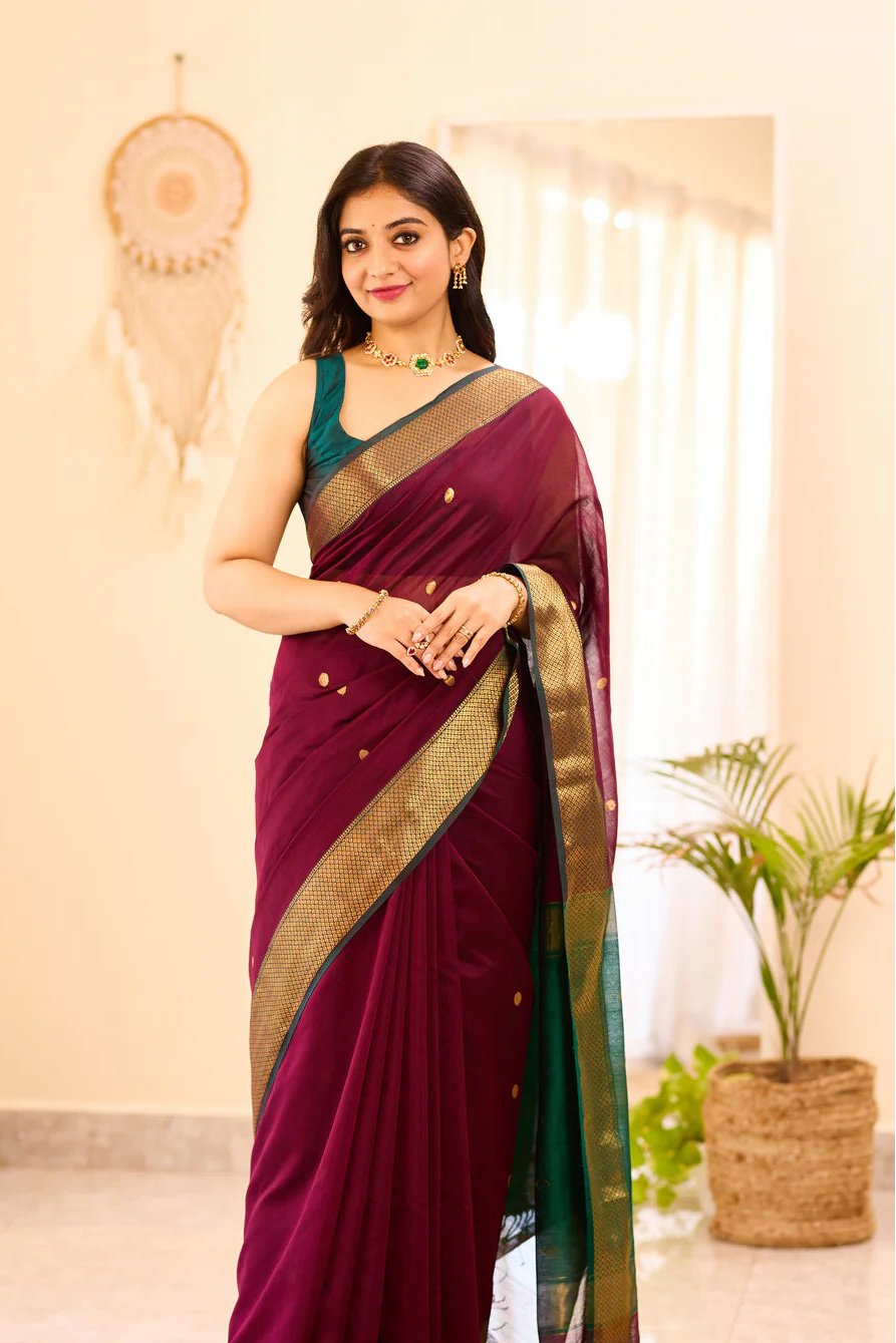 Maheshwari Silk Handloom Cotton Saree