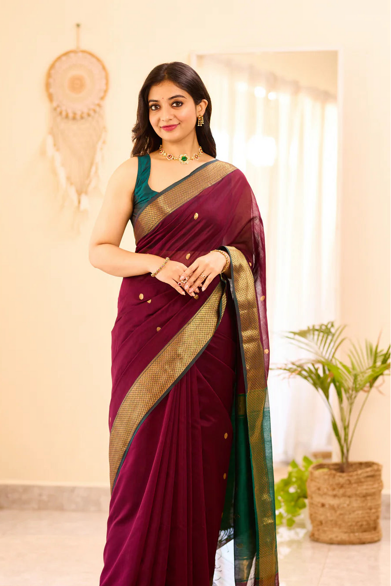 Maheshwari Silk Handloom Cotton Saree