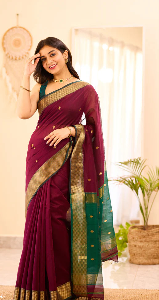 Maheshwari Silk Handloom Cotton Saree