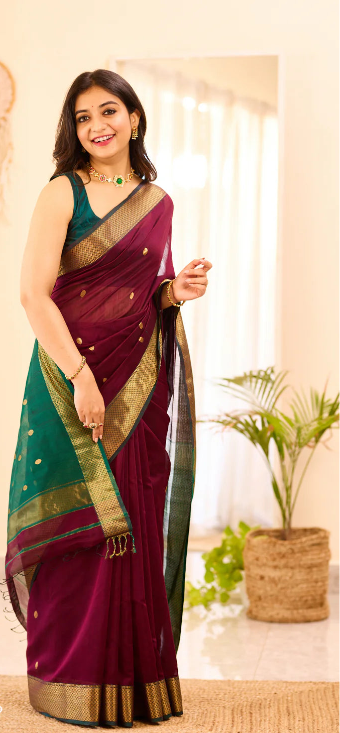 Maheshwari Silk Handloom Cotton Saree