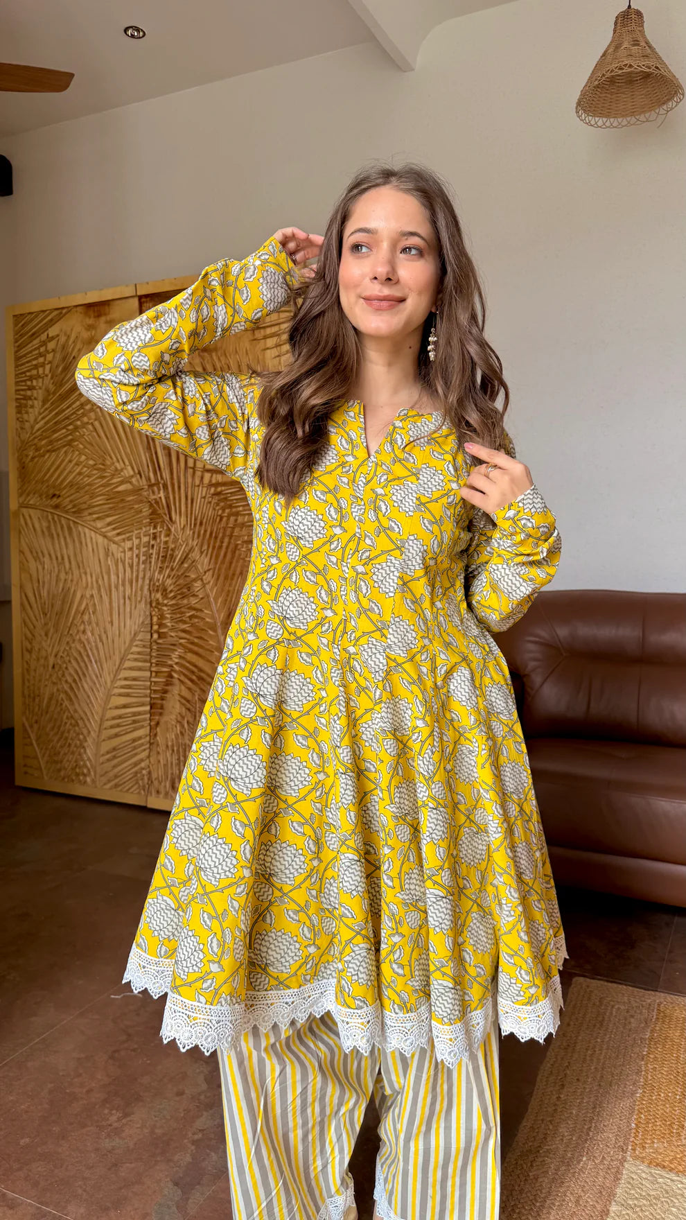 Yellow Blossom Floral Printed Cotton Co-ord Set