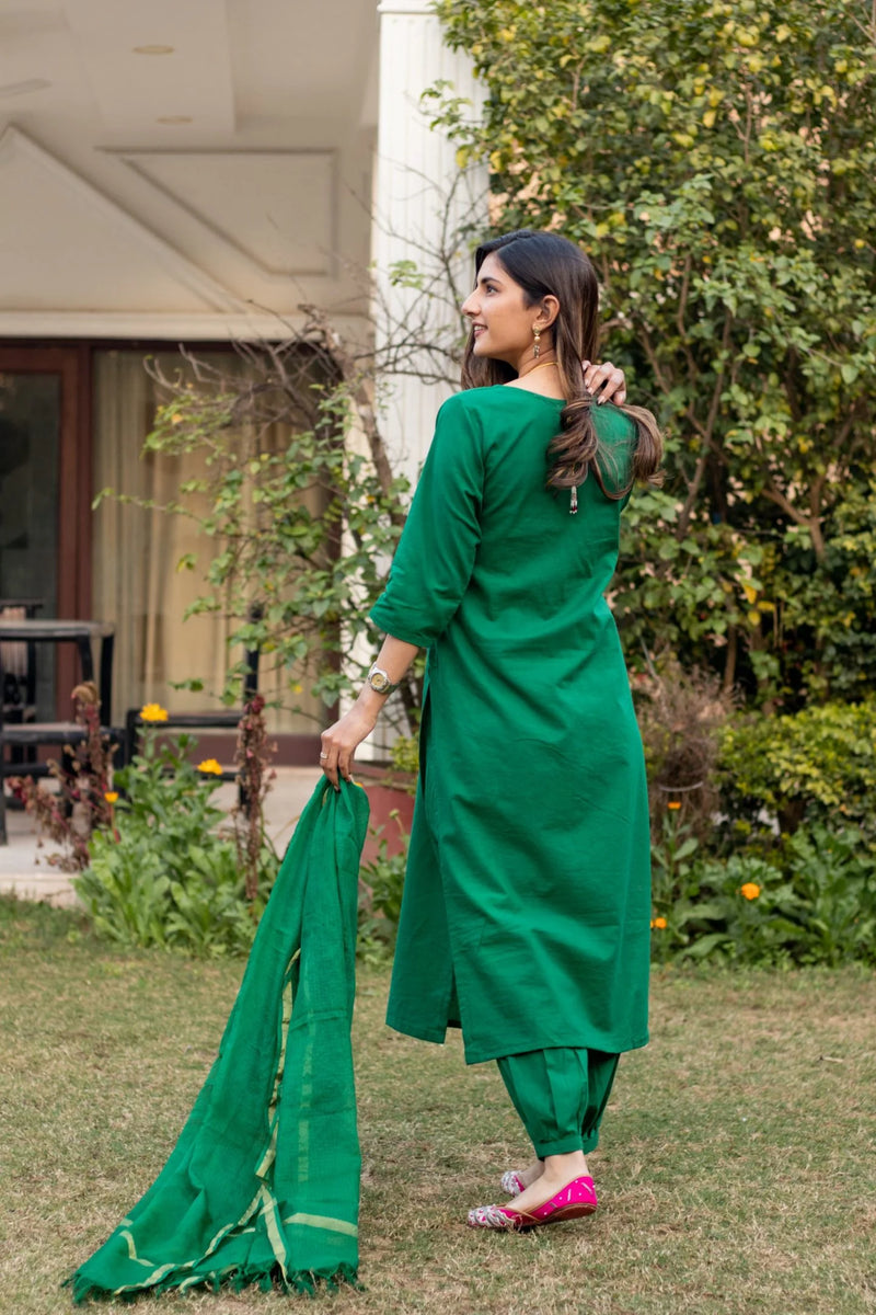 Bottle Green Doria Set- By Reet Lifestyle