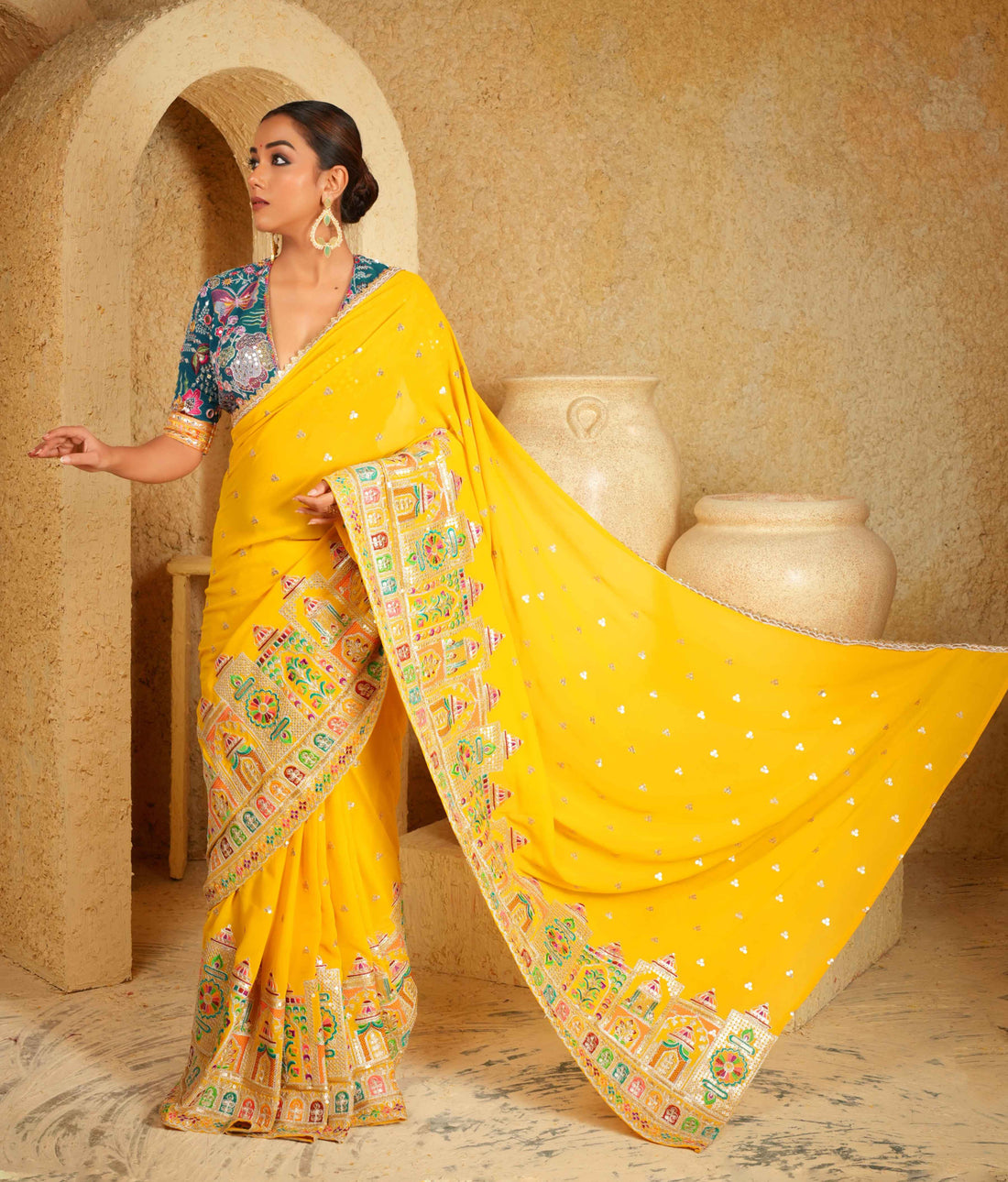 Golden border saree