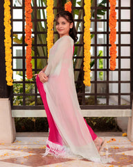 Pink Petunia Muslin Silk Pre-Draped Saree