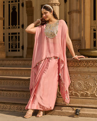 Urban Peach Solid Satin Coord Set