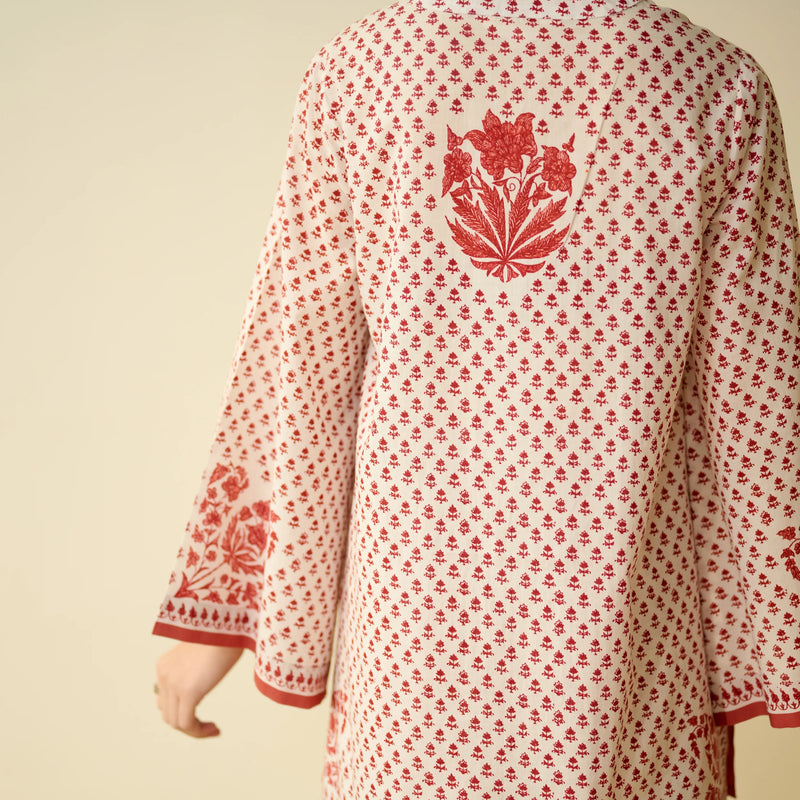 Brick Red Mulmul Cotton Farsi Set  - By Reet Lifestyle