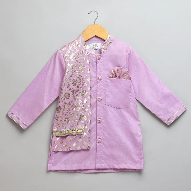 Pastel purple Kurta Pyjama with Attached jacket
