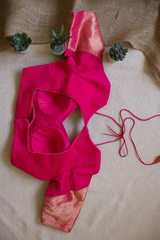 Pink Blouse Glam  Zari Silk Back-Tie