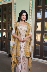 Green Viscose Embroidered Crop Top Skirt