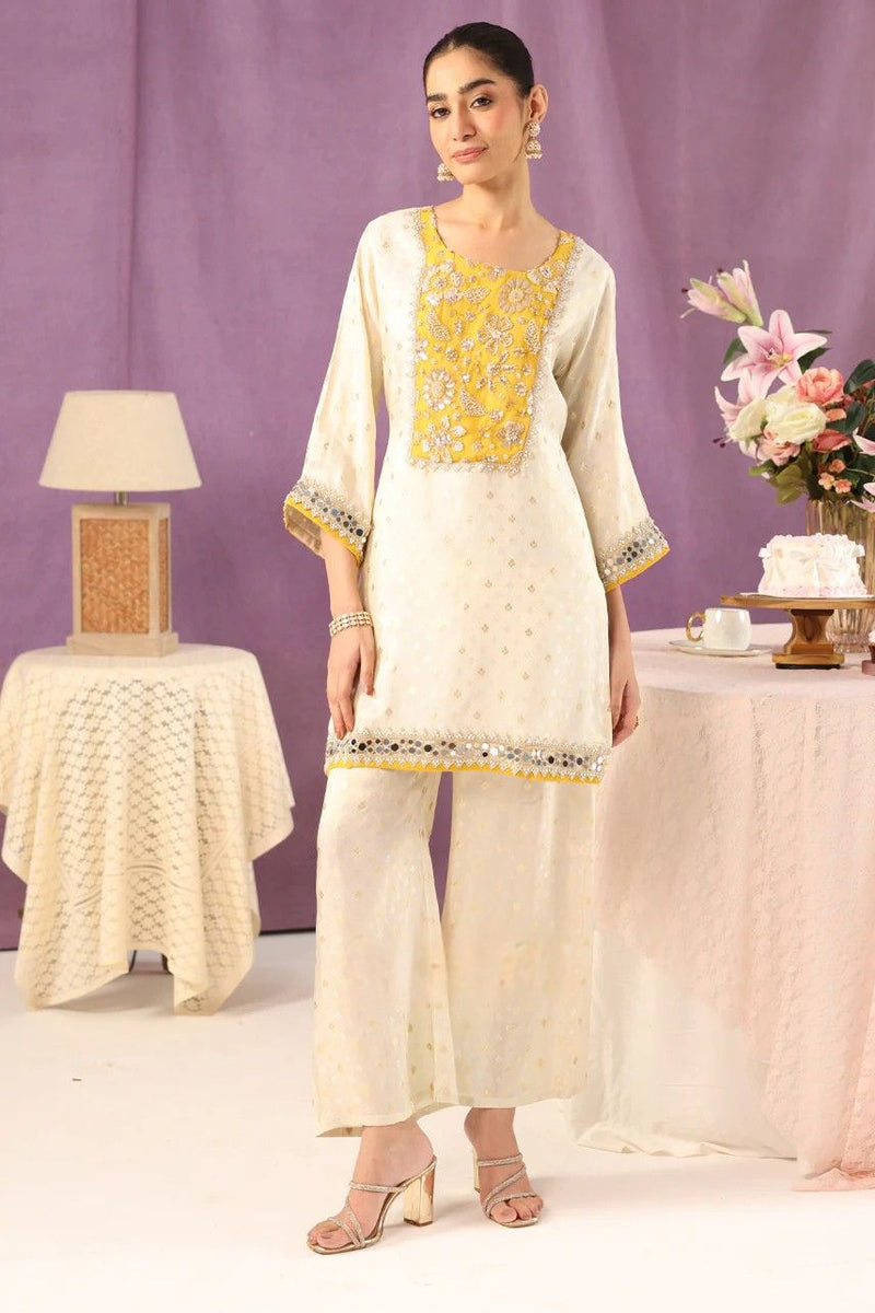 Ivory Yellow Brocade Glow Co-ord