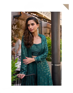 Georgette Embroidered Jacket Suit Set