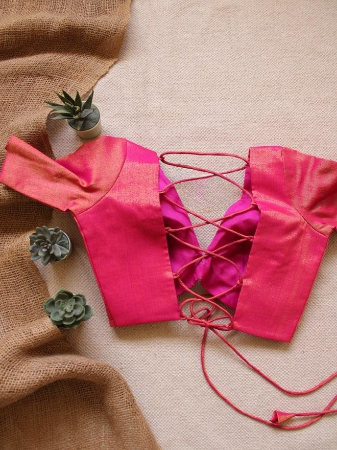 Blouse  Gulaabi Cotton Zari Backless